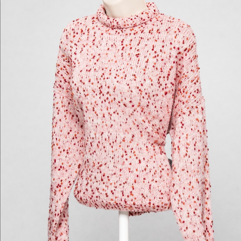 Pink Knit Pom Pom Sweater